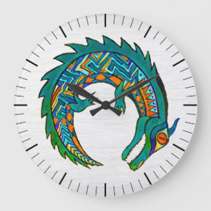 Grande Horloge Ronde Art de l'alligator tribal