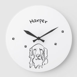 Grande Horloge Ronde Art de ligne d'extraction d'or personnalisable