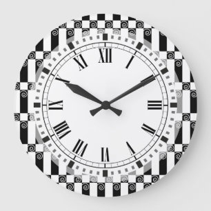 Grande Horloge Ronde Art Deco Abstract / Vienna Secession Geometric