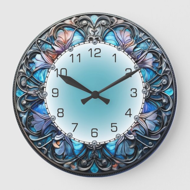 Grande Horloge Ronde Art Deco Blue (Recto)