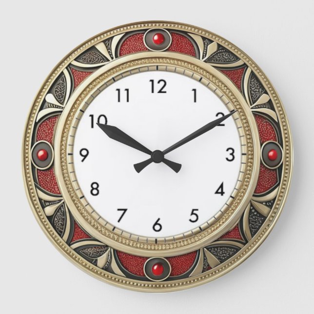 Grande Horloge Ronde Art Deco Elegant Wall (Recto)