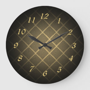 Grande Horloge Ronde Art Deco Fan Pattern