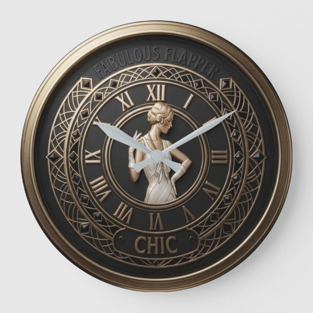 Grande Horloge Ronde Art Deco Flapper Chic (Recto)