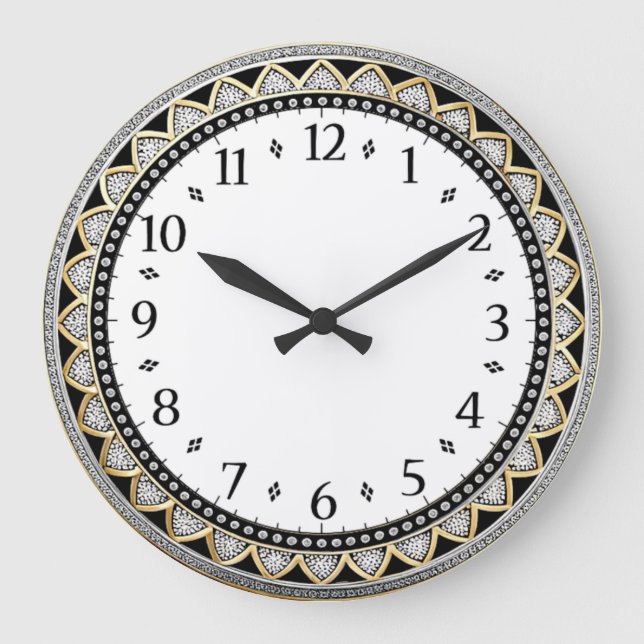 Grande Horloge Ronde Art Déco Gris (Recto)