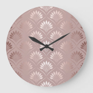 Grande Horloge Ronde Art Déco : Or Lattice Elégance.