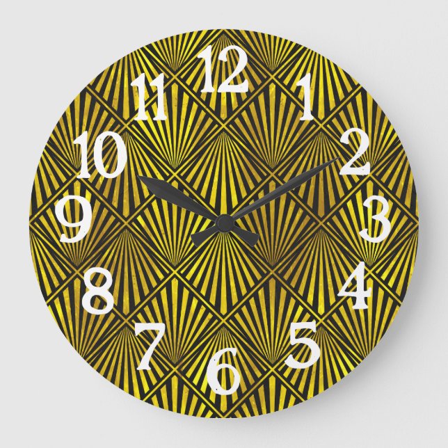 Grande Horloge Ronde Art Déco Roaring Années 20 1920 Black Gold (Recto)