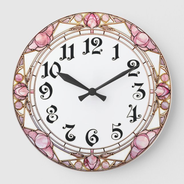 Grande Horloge Ronde Art Déco Rose (Recto)