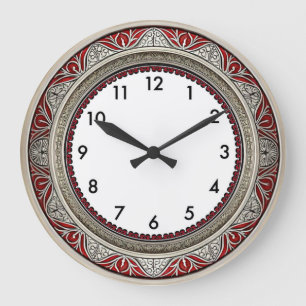 Grande Horloge Ronde Art Déco Rouge