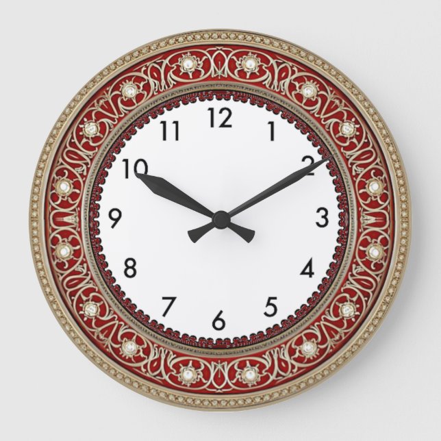 Grande Horloge Ronde Art Déco Rouge (Recto)