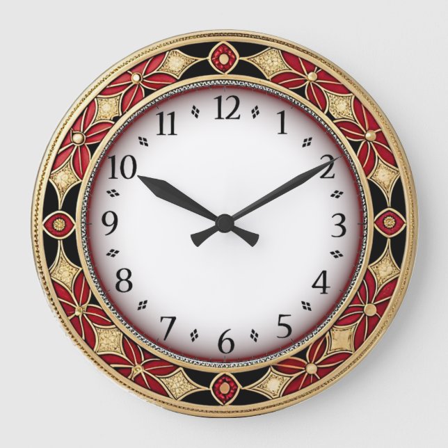 Grande Horloge Ronde Art Déco Rouge (Recto)