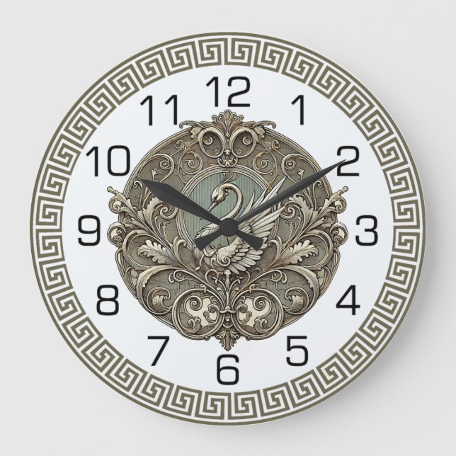 Grande Horloge Ronde Art Deco Swan (Recto)