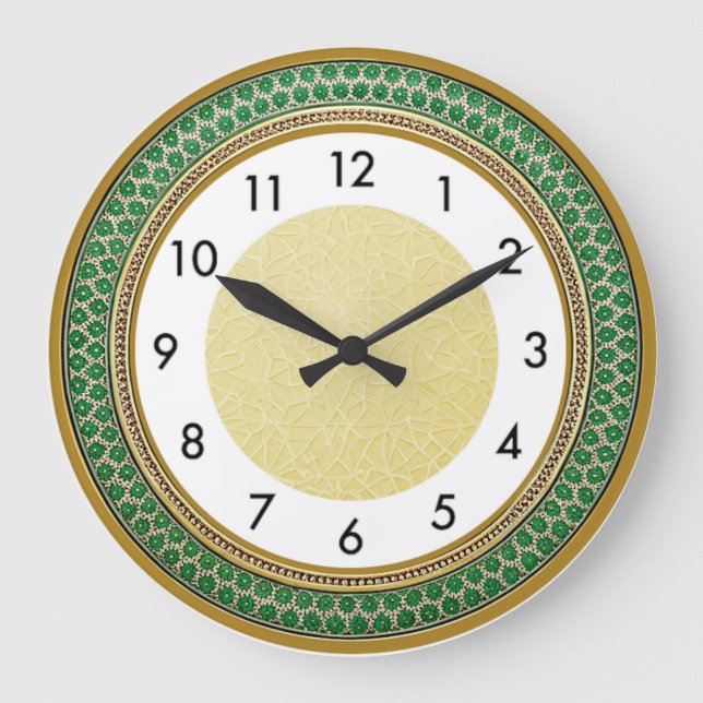 Grande Horloge Ronde Art Déco Vert (Recto)