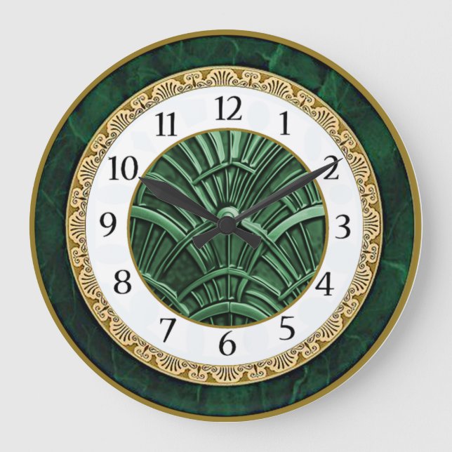 Grande Horloge Ronde Art Déco Vert (Recto)