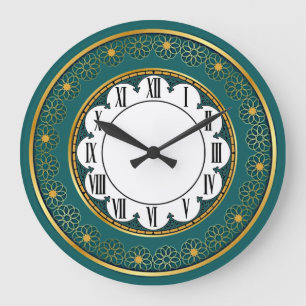 Grande Horloge Ronde Art Déco Vert