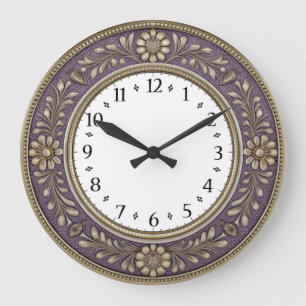 Grande Horloge Ronde Art Déco Violet
