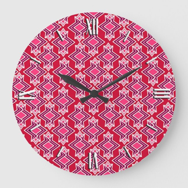 Grande Horloge Ronde Art Deco Wallpaper Pattern, Burgundy Wine (Recto)