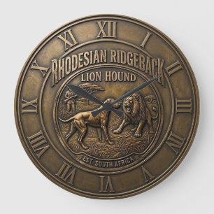 Grande Horloge Ronde Art du chien de Rhodes à crête dorsale Lion