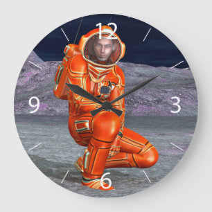 Grande Horloge Ronde Art du paysage de planète surréaliste voyageur cos