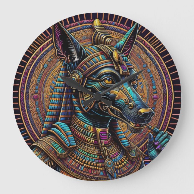 Grande Horloge Ronde Art égyptien Anubis (Recto)