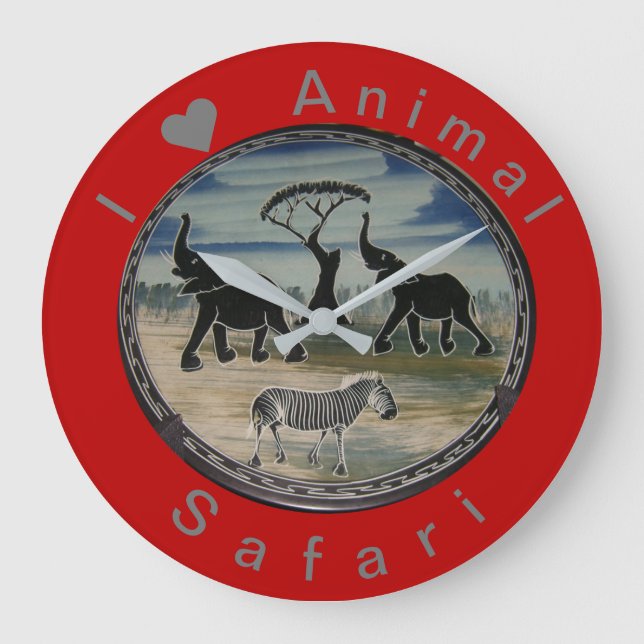 Grande Horloge Ronde Art Eléphant Africain (Recto)