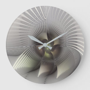 Grande Horloge Ronde Art fractal de forme 3D abstraite moderne