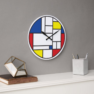 Grande Horloge Ronde Art Moderne Géométrique Minimaliste De Stijl Mondr