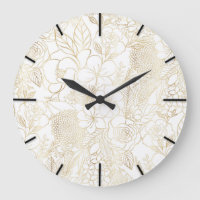 Art moderne Gold White Floral Doodles