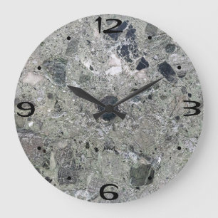 Grande Horloge Ronde Art Mosaïque Texturée de Roche Polie pour Mur de M