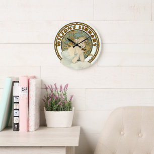 Grande Horloge Ronde Art nouveau de l'époque victorienne par Mucha Libr