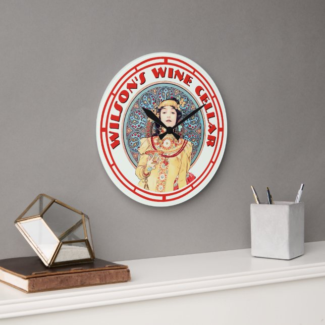 Grande Horloge Ronde Art nouveau de l'époque victorienne par Mucha Wine (Bureau)