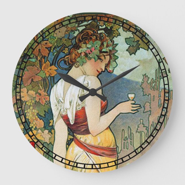 Grande Horloge Ronde Art nouveau design par Alphonse Mucha (Recto)