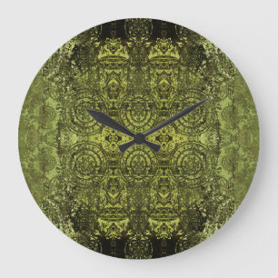 Grande Horloge Ronde Art Nouveau : Ornement Vintage coloré.