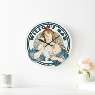 Grande Horloge Ronde Art Nouveau vintage Femme par Artigue Pub ou Bar