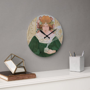 Grande Horloge Ronde Art Nouveau vintage Helm Cacao par Privat Livemont