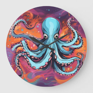 Grande Horloge Ronde Art Octopus Dream