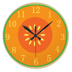 Grande Horloge Ronde Art orange mûr de bande dessinée de melon de
