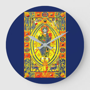 Grande Horloge Ronde Art populaire byzantin Jésus