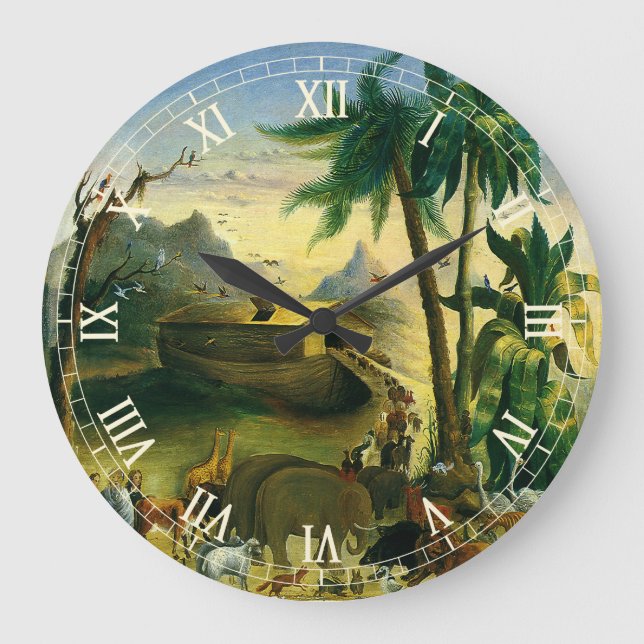 Grande Horloge Ronde Art populaire victorien vintage, Arche de Noé par  (Recto)