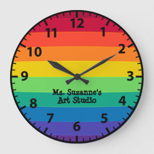 Grande Horloge Ronde Art teacher art Studio Artist Modern Rainbow Clock