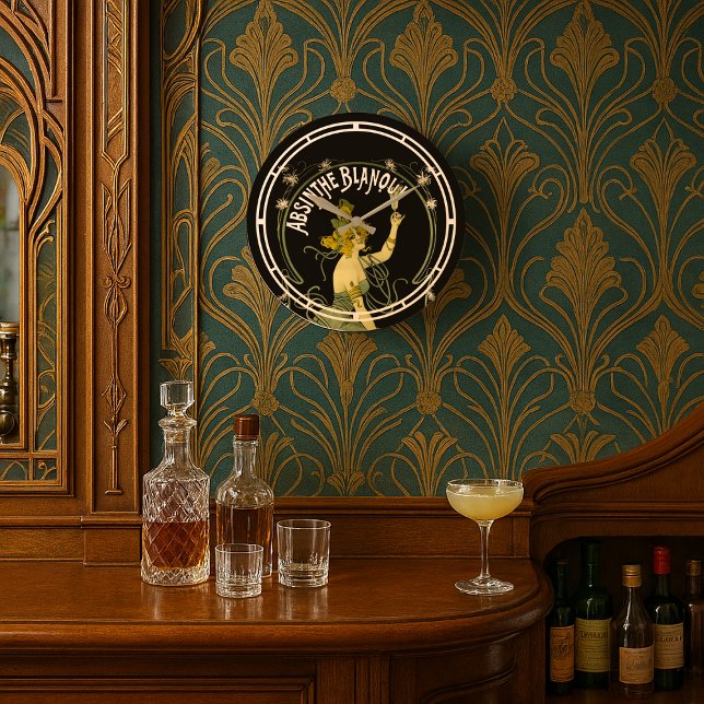 Grande Horloge Ronde Art vintage Art Nouveau Absinthe Blanqui par jamai (Créateur téléchargé)