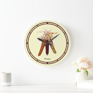 Grande Horloge Ronde Art vintage de maïs ou de maïs