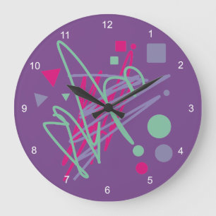 Grande Horloge Ronde art vintage de mélange d'éclaboussure d'années 