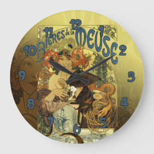 Grande Horloge Ronde Art vintage la Meuse d'affiche de Nouveau d'art