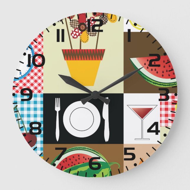 Grande Horloge Ronde Articles de table de cuisine (Recto)