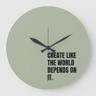 Grande Horloge Ronde Artistes de typographie noire gras Minimalistes Pu