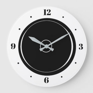 Grande Horloge Ronde Artistique  Noir et Blanc Simple