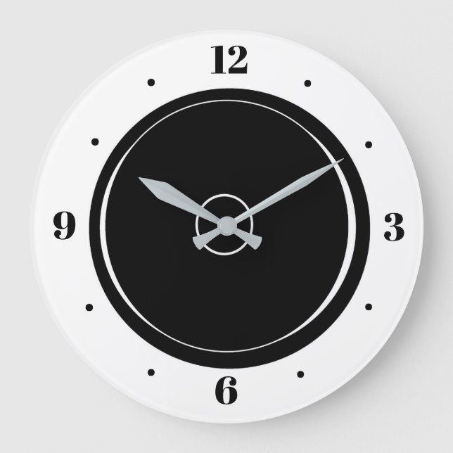 Grande Horloge Ronde Artistique  Noir et Blanc Simple (Recto)