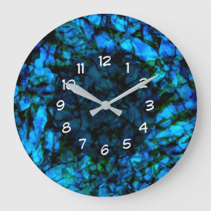 Grande Horloge Ronde Artsy Turquoise Et Mur Bleu