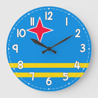 Grande Horloge Ronde Aruba Flag Wall Clock – Patriotic Caribbean Decor