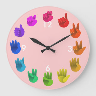Grande Horloge Ronde ASL Langue des signes arc-en-ciel couleur roue